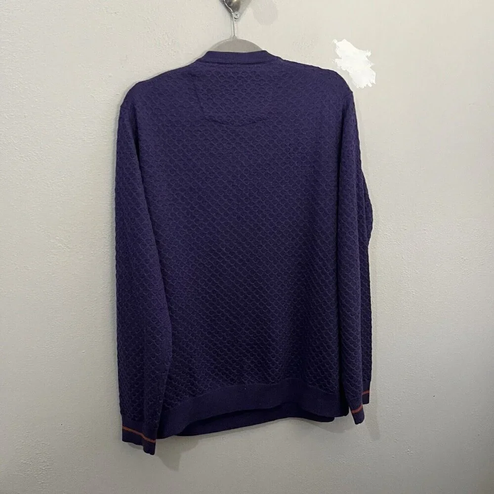 Robert Graham Knowledge Wisdom Truth Sweater 100% Wool Purple Size XL